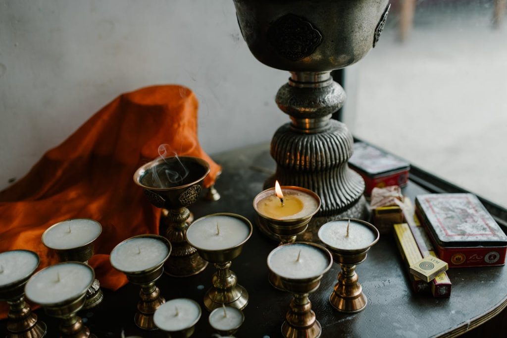 Add candles and incense sticks