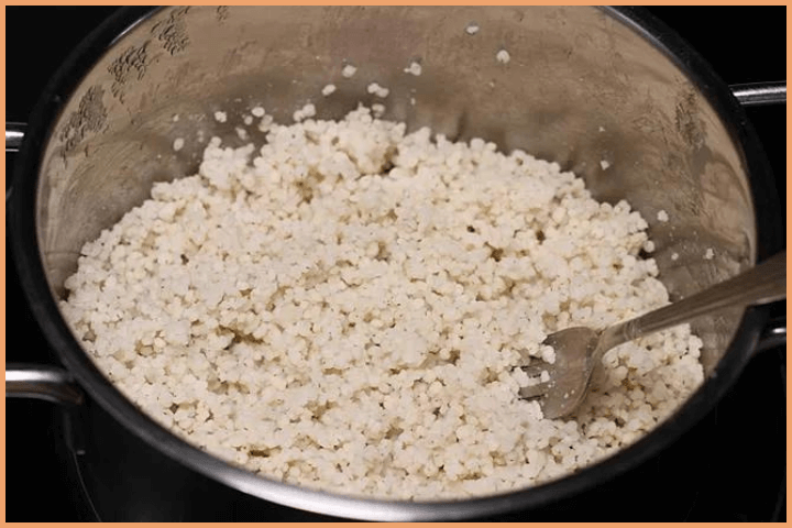 Pick the rice with fork