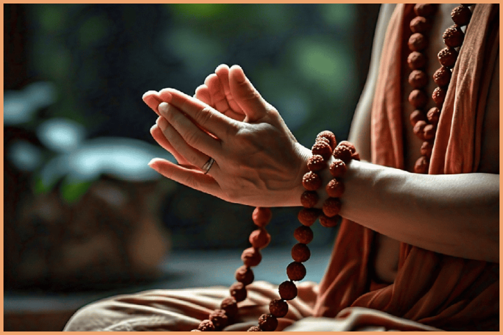 Hold the Rudraksha close to your heart