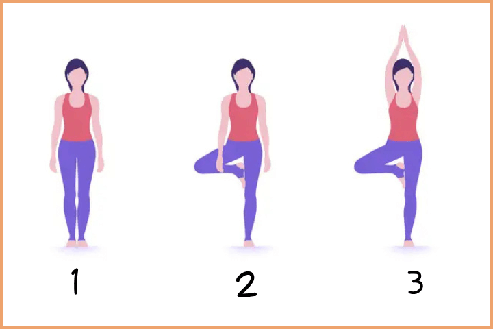 Start with Tadasana to perform Vrikshasana