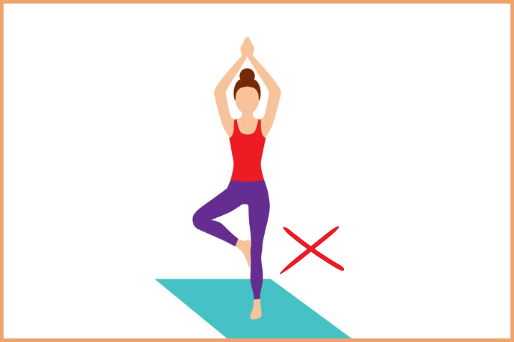 Avoid knee contact while doing tree pose